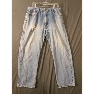 Levis 550 Relaxed Fit Jeans Mens 38x30 Light Wash Distressed Denim Blue